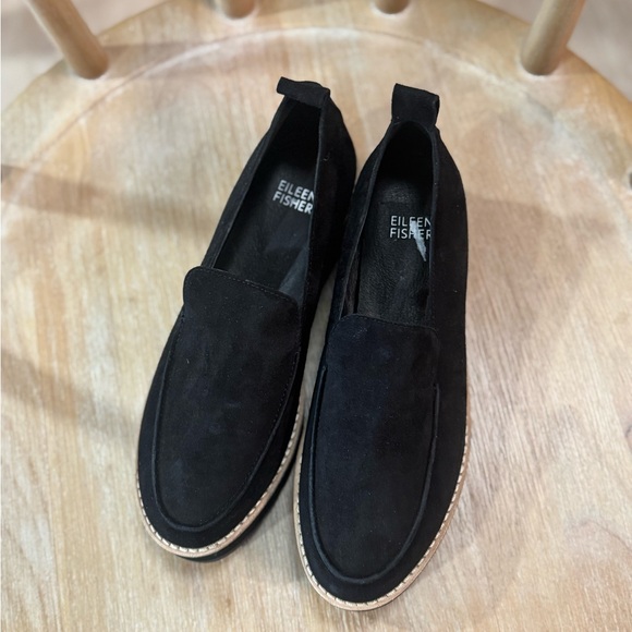 New Eileen Fisher Womens Ells Loafer-BLACK Suede PLATFORM Size 6 - Picture 5 of 10